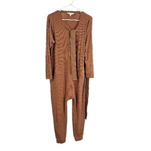 The Great Sleep Bodysuit Jumpsuit Waffle Knit Orange Rust Belted V-neck Size 1